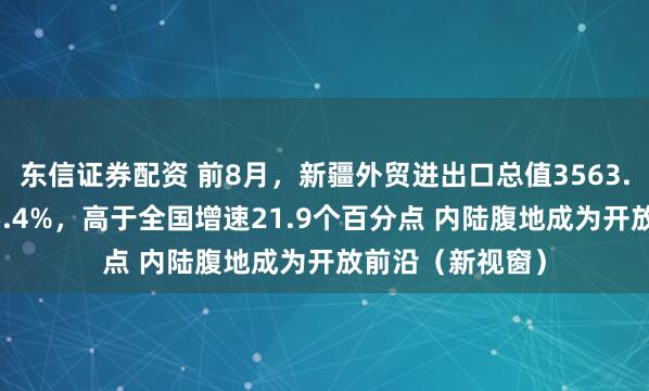 东信证券配资 前8月,新疆外贸进出口总值3563.1亿元,增长25.4%,高于全国增速21.9个百分点 内陆腹地成为开放前沿(新视窗)