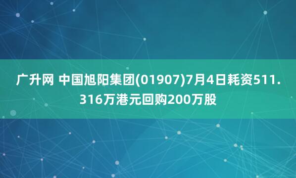 广升网 中国旭阳集团(01907)7月4日耗资511.316万港元回购200万股