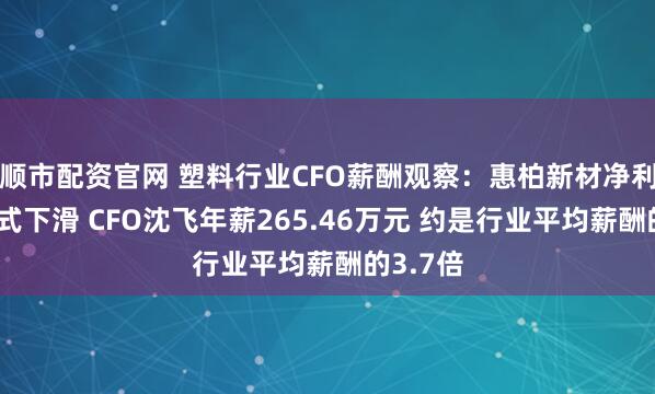 顺市配资官网 塑料行业CFO薪酬观察：惠柏新材净利润断崖式下滑 CFO沈飞年薪265.46万元 约是行业平均薪酬的3.7倍