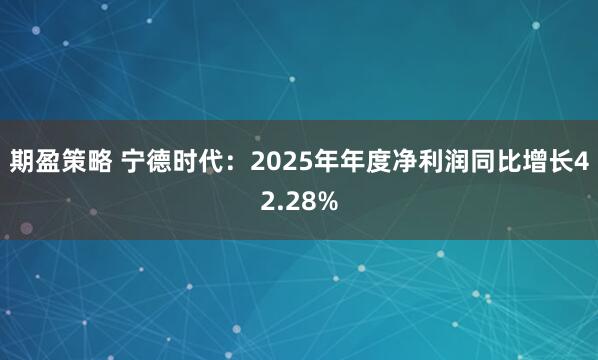 期盈策略 宁德时代：2025年年度净利润同比增长42.28%